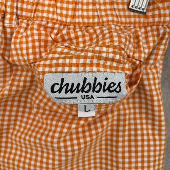 Chubbies Reversible Orange Purple Cotton Gingham 5 Inch Shorts USA Made - Picture 5 of 9